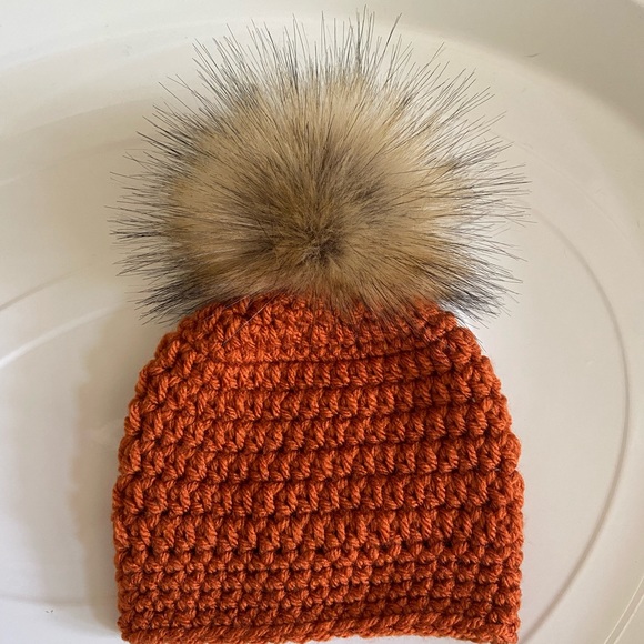 Newborn Burnt Pumpkin Hat | Fall Baby Hat | Warm Fall Baby Beanie - Picture 3 of 6